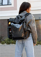 Женский рюкзак стильный черный из экокожи повышенного уровня износостойкости
