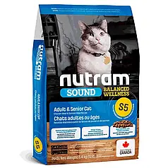 Nutram Холістик, для дорослих котів та котів похилого віку, з куркою і лососем 5.4 кг