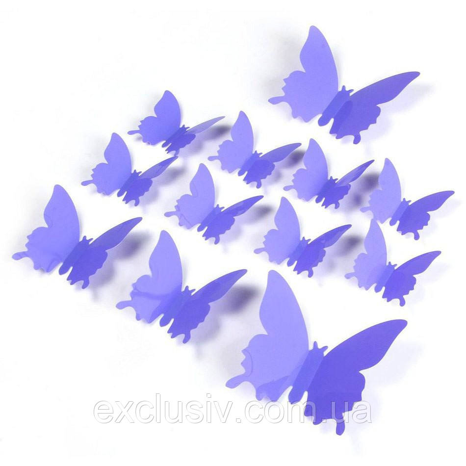 Вінілові 3Д-ди метелики для декору бузкові