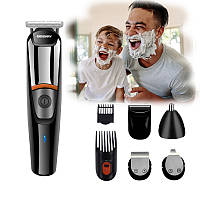Набір для гоління Geemy GM 853 6in1 Black тример для бороди і тіла, машинка для гоління з насадками