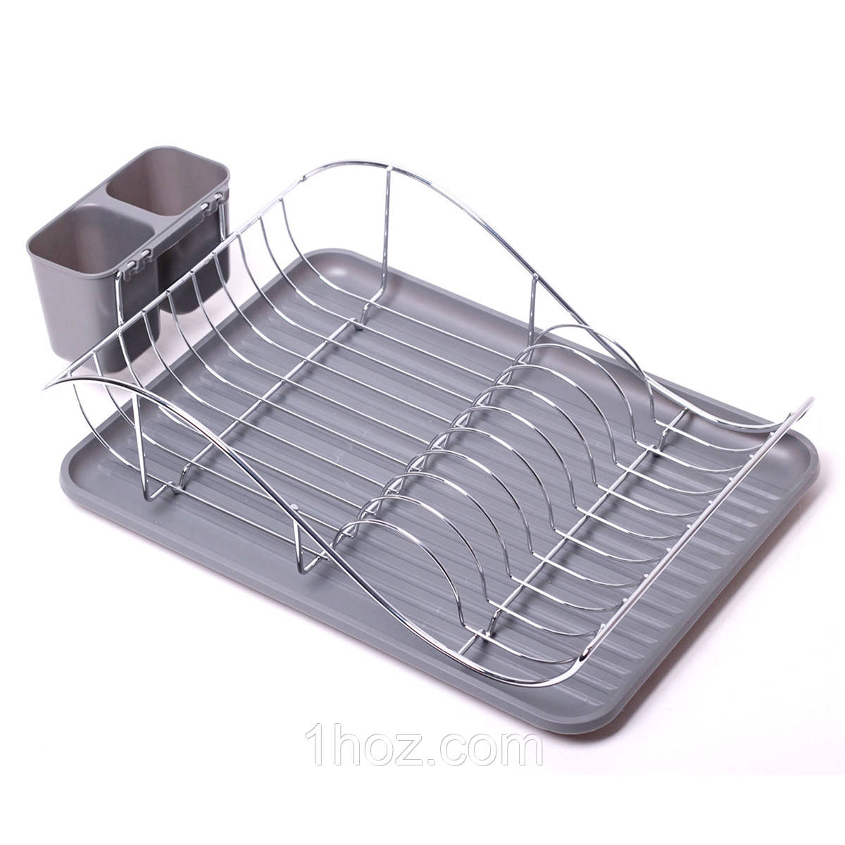 Сушарка для посуду Kamille KM-0761B 52х32х13см Сірий Сушарка з піддоном Сушарка для кухні Сушарка для тарілок, фото 1
