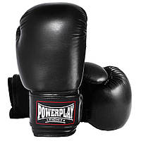 Боксерські рукавички PowerPlay 3004 чорні 18 унцій. Перчатки для боксу