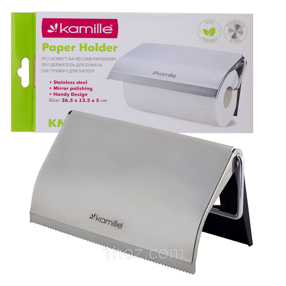 Тримач паперових рушників Kamille KM-8818 24,5х13,5см Нержавіюча сталь Тримачі для паперових рушників, фото 1