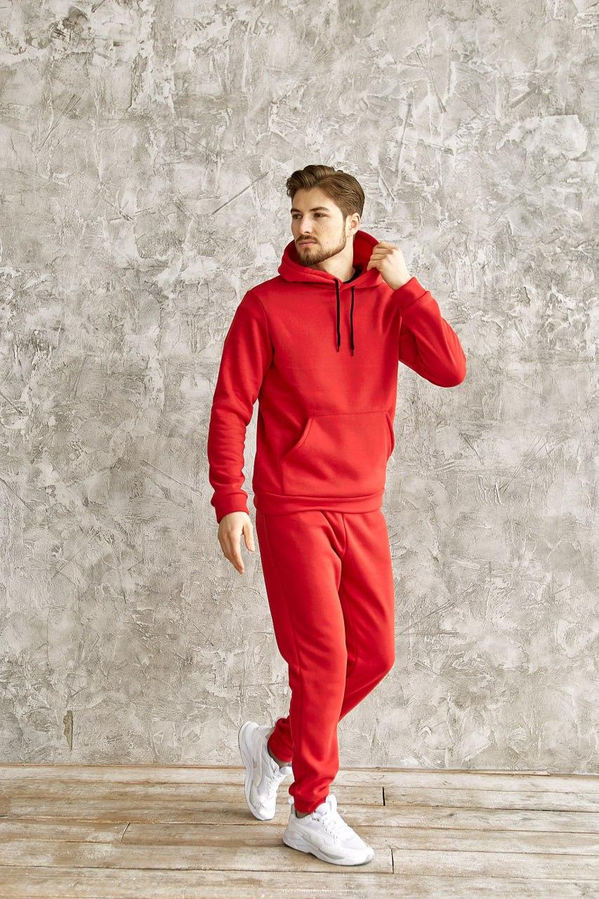 Чоловічий червоний теплий спортивний костюм