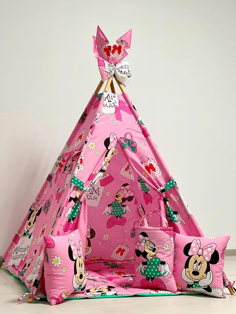 Намет дитячий Вігвам для дітей курінь для ігор Mini mouse + Сумочка Шопер! Повний комплект!, фото 1
