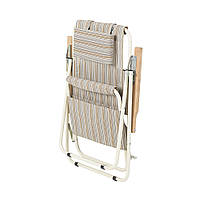 Крісло-шезлонг складане для пікніка та риболовлі Vitan Ясен d20 мм текстильний беж смуга (2110015)