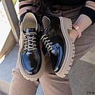 Жіночі чорні туфлі зі шнурком на бежевій підошві Розміри 36-41, фото 4