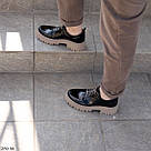 Жіночі чорні туфлі зі шнурком на бежевій підошві Розміри 36-41, фото 8