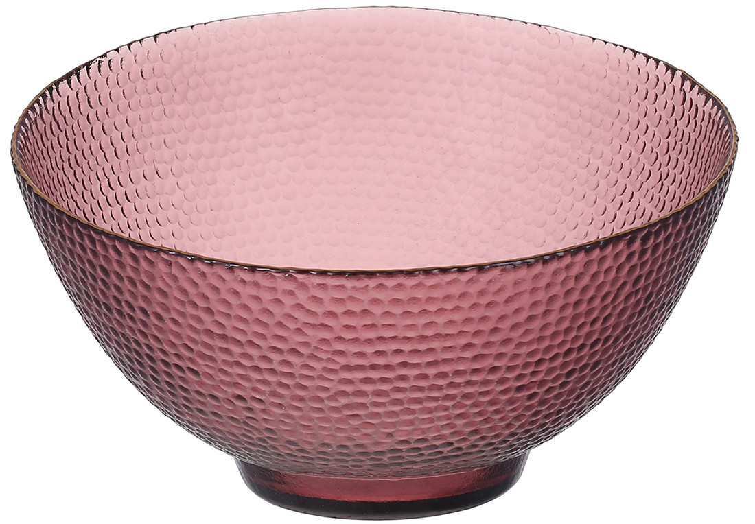 Салатник скляний Bauble D22*13см , колір - пурпурний із золотим обідком