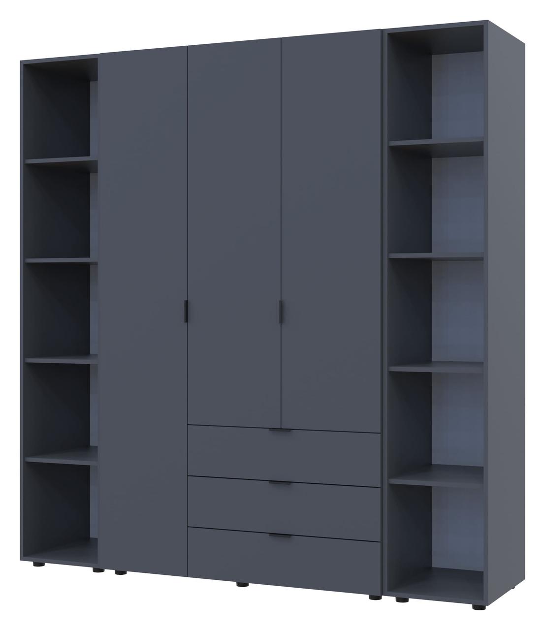 Комплект шаф "Гелар + 2 Етажерки" 193х50х203 см. 3 ДСП, Графіт, фото 1