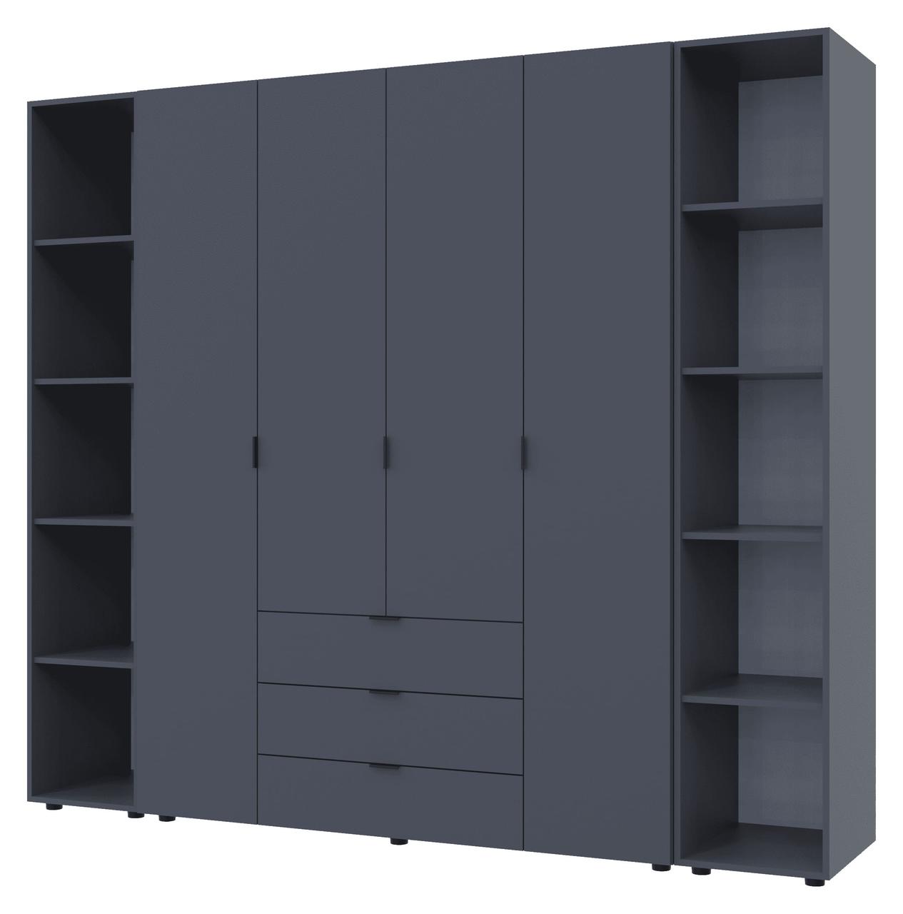 Комплект шаф "Гелар + 2 Етажерки" 231х50х203 см. 4 ДСП, Графіт, фото 1