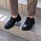 Жіночі чорні шкіряні туфлі зі шнурком 36-41, фото 2