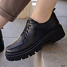 Жіночі чорні шкіряні туфлі зі шнурком 36-41, фото 5