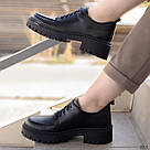 Жіночі чорні шкіряні туфлі зі шнурком 36-41, фото 7