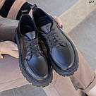 Жіночі чорні шкіряні туфлі зі шнурком 36-41, фото 8