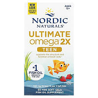 Рыбий жир для подростков Nordic Naturals "Ultimate Omega 2X Teen" со вкусом клубники (60 гелевых мини-капсул)