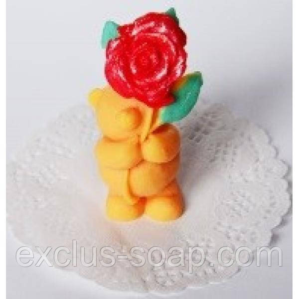 Мишко з великою трояндою 3D, фото 1