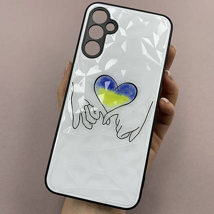 Чохол для Samsung Galaxy A14 патріотичний чохол з синьо-жовтим серцем на телефон самсунг а14 білий f8e, фото 1