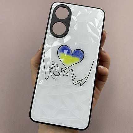 Чохол для Oppo A78 4G патріотичний чохол із синьо-жовтим серцем на телефон оппо а78 4г білий f8e, фото 1