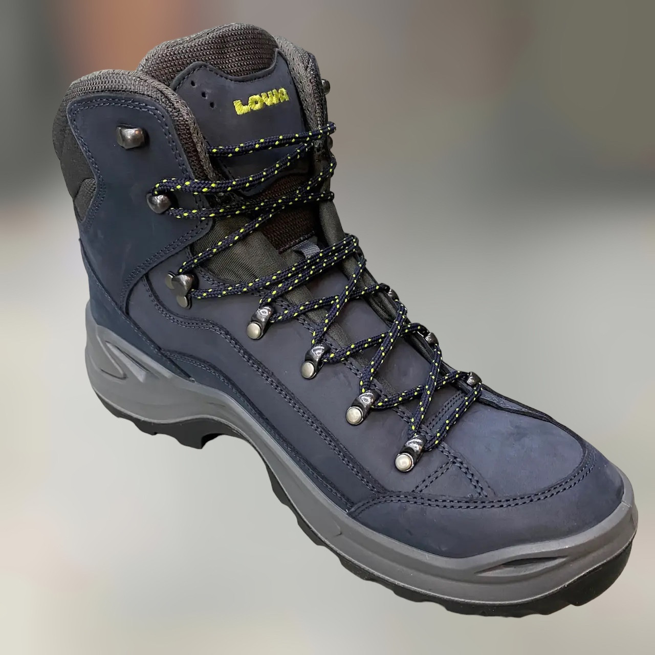 Черевики чоловічі трекінгові Lowa Renegade GTX Mid 45 р, колір Синій (Dark blue/lime), гірські трекінгові черевики