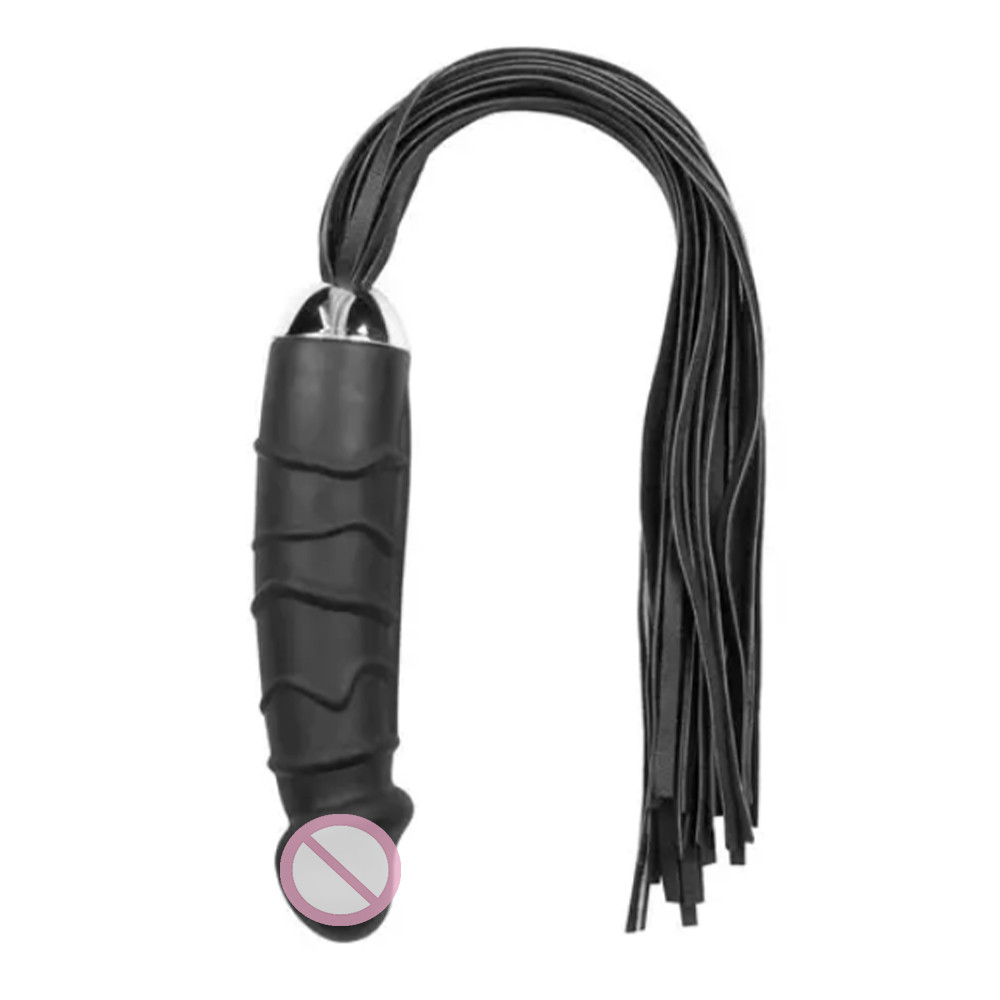 Фалоїмітатор реалістичний Easytoys з прикріпленим флогером, чорний Flogger Dildo