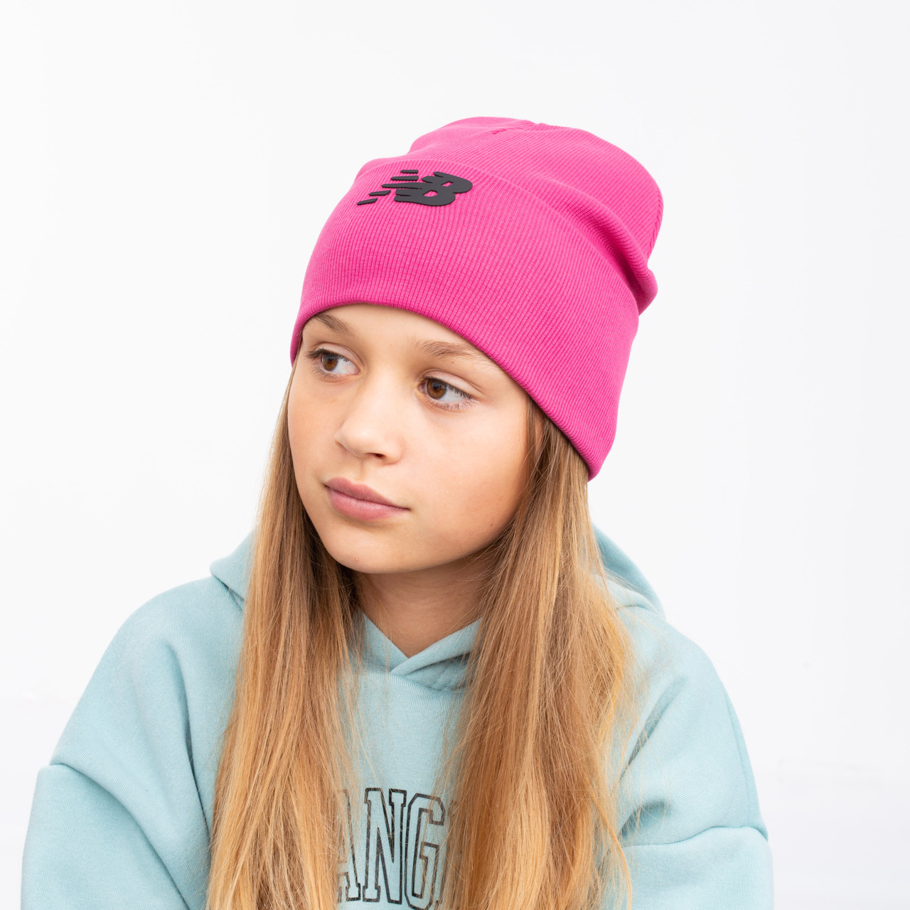 Шапка бавовняна Рубчик NB (відворот) малина