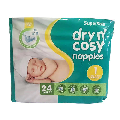 Подгузники детские 2-5 кг размер SuperValu Dry n' Cosy 24 шт