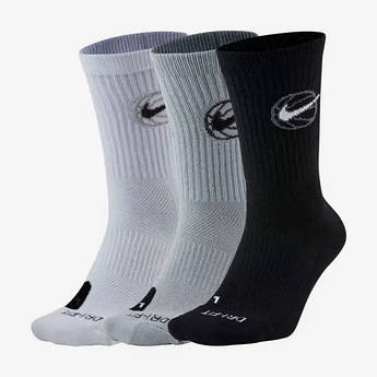 Шкарпетки Nike Everyday Crew Basketball DA2123-902 (3 пари), Розмір (EU) — 34-38