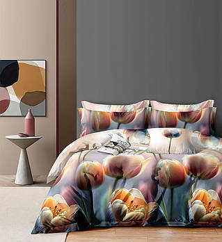 Простирадло 150х220 (Ранфорс) | Полуторне простирадло від виробника "Королева Ночі" | Тюльпани