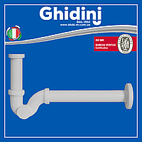 Сифон латунний трубний білий BIANCO для умивальника під автопробку з ревізією Ø 32х1 1/4" Ghidini 53911425R12B