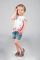 Стильные детские шорты для девочки джинсовые с поясом Melby Италия 14041587 Синий 104 .Хит!