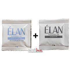 Фарба для брів та вій Elan "Світло-коричнева" з окислювачем