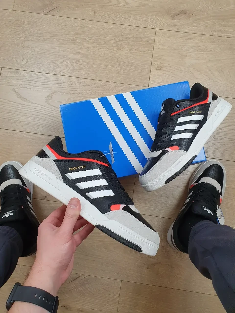Кросівки чоловічі весна осінь чорні з бежевим 45 (29,0см) Adidas Drop Step Адидас Дроп Степ