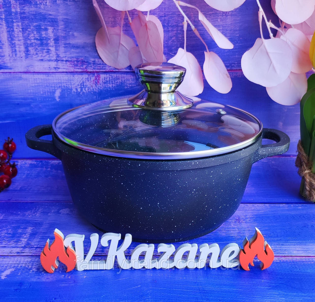 Каструля казан з антипригарним гранітним покриттям 6 л 28 см Maestro MR-4228 Індукційний казан