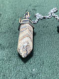 Маятник шестигранний з пейзажна яшма на ланцюжку для біолокації, езотерики, ворожінь. екстросенсорики., фото 4