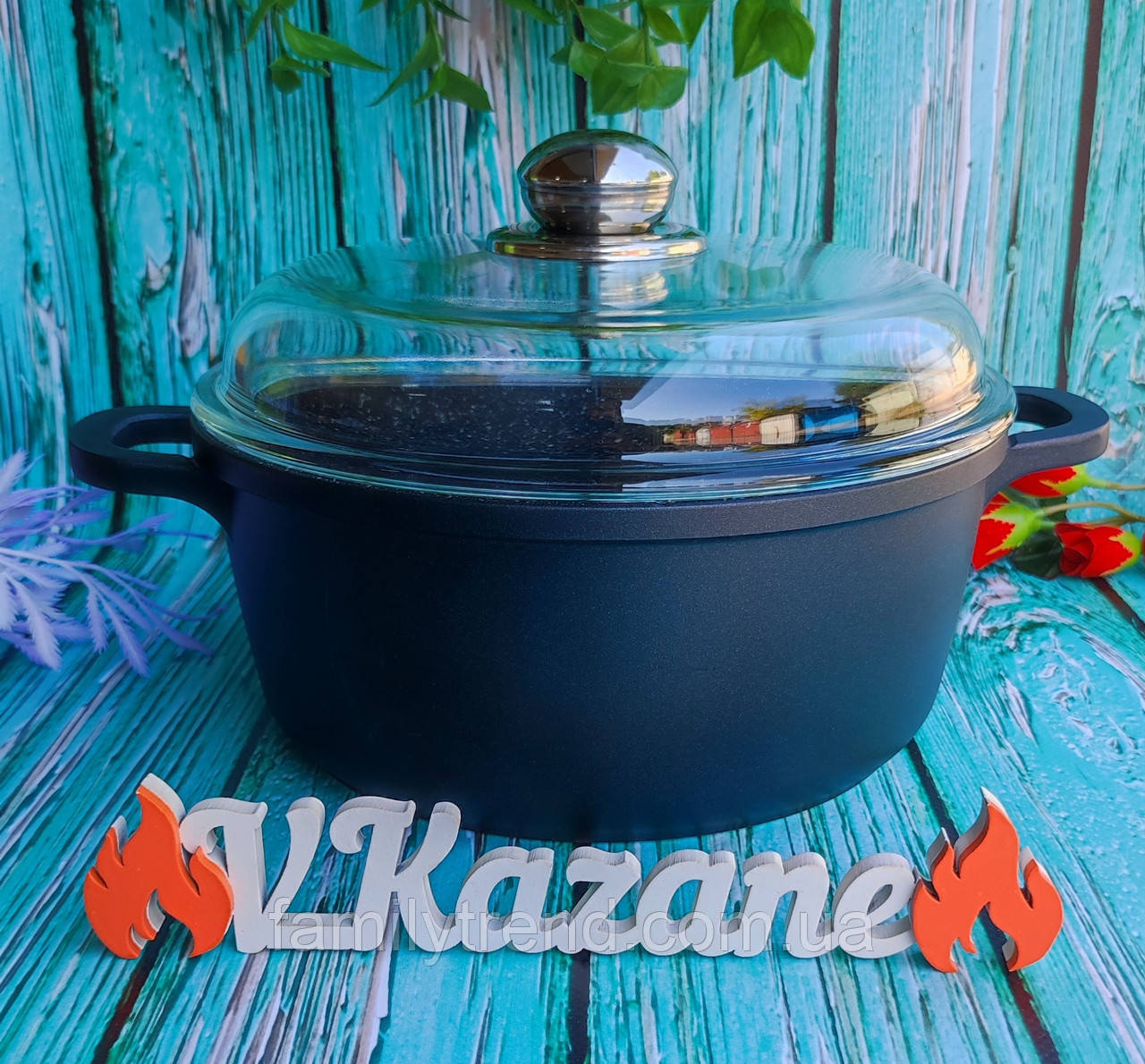 Каструля казан з антипригарним Greblon Ceram покриттям 5.8 л 28 см Maestro MR-4628C Індукційний казан
