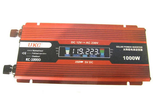 Перетворювач UKC авто інвертор 12V-220V 1000W LCD KC-1000D 2812 Уцінка, фото 1
