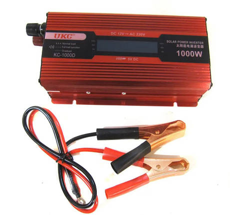 Перетворювач UKC авто інвертор 12V-220V 1000W LCD KC-1000D 2812 Уцінка, фото 3