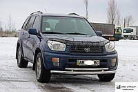Защита переднего бампера (двойная нержавеющая труба - двойной ус) Toyota Rav 4 XA 40 (2000-2005)