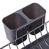 Сушарка для посуду Kamille KM-0761B 52х32х13см Сірий Сушарка з піддоном Сушарка для кухні Сушарка для тарілок, фото 2
