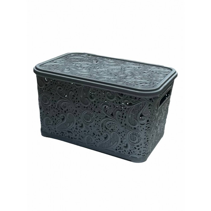 Ажурная серая корзинка для хранения с крышкой 7.5л (ID#1815569287 ...