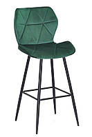 Барний стілець Torino Bar 75 ML велюр зелений B-1036 на чорних металевих ніжках, у скандинавському стилі, фото 2