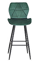 Барний стілець Torino Bar 75 ML велюр зелений B-1036 на чорних металевих ніжках, у скандинавському стилі, фото 3