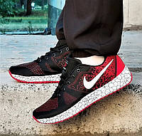 Кроссовки мужские Nike чёрные с красным, Найки текстильные лёгкие (размеры в описании)