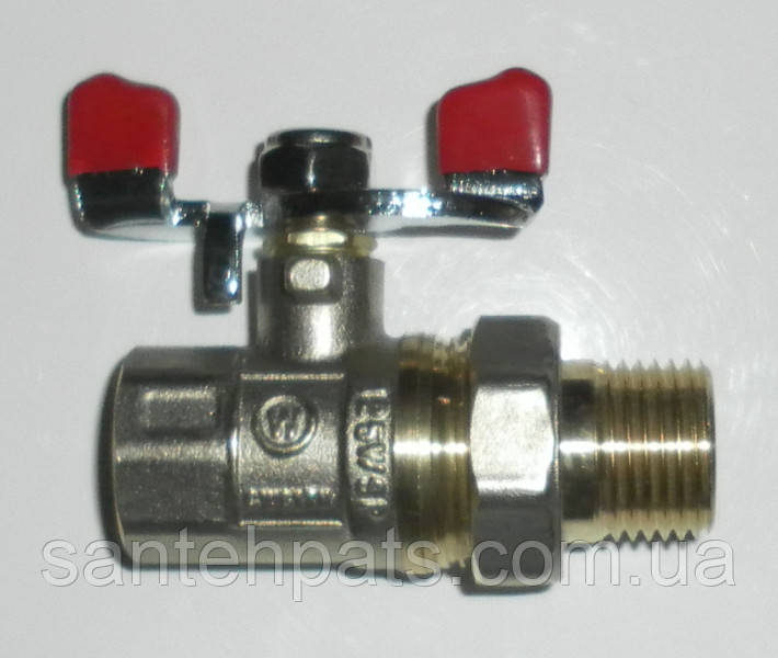 Кран 1/2" кульовий з американкою економ, фото 1