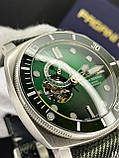 Механічний годинник з автопідзаводом для дайвінгу Pagani Design PD-1736 Silver-Green, фото 6