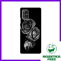 Чехол (Роза черна) Самсунг Галакси А72 / Чехлы с Розой Samsung Galaxy A72