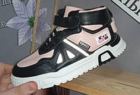 Детские кроссовки чёрно-розового цвета для девочки