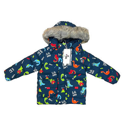 Дитяча зимова куртка тепла, з хутром, синя, No YF 22115, (1-5 років)