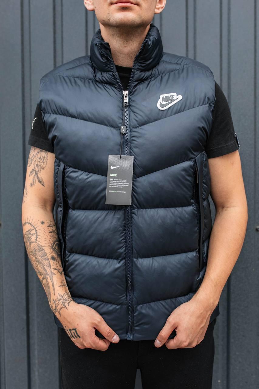 Жилетка мужская Nike синяя безрукавка спортивная весна осень зима ...